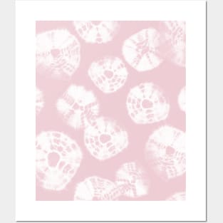 Shibori Kumo tie dye soft pink dots over white Posters and Art